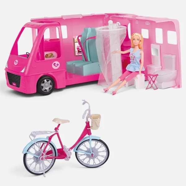 Jucarie Rulota cu Papusa & Bicicleta - Papusi Vehicule