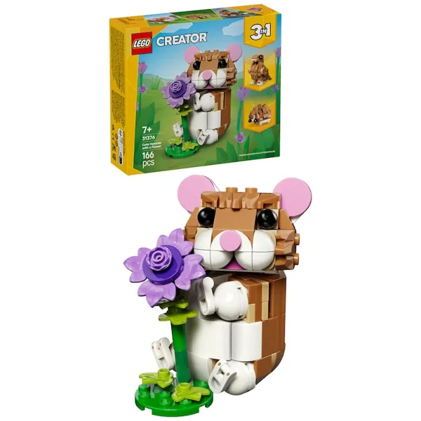 LEGO Creator 3 in 1 Hamster adorabil cu o floare Jucarie 31376